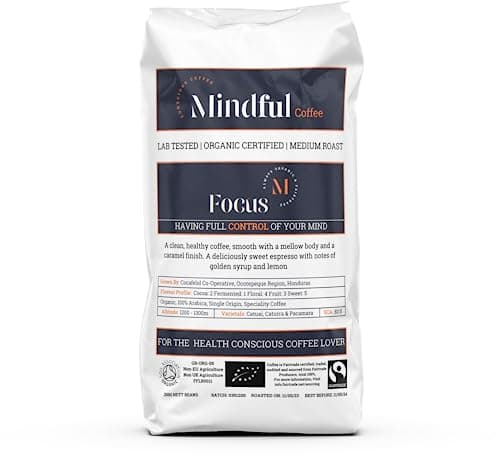 Image of Mindful Coffee - Focus 250g| Organic Clean Ground Coffee| Lab Tested - Mycotoxin Free| Freshly Roasted |Single Origin Speciality|Cafetiere Grind