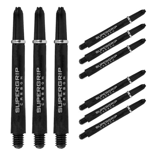 Image of Harrows Darts 3 x Sets of SuperGrip Carbon Dart Stems - 9 Dart Shafts in Total -Available in 3sizes -Tough Carbon Composite - Medium Silver