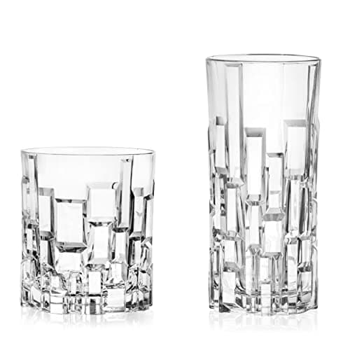 Image of RCR COMBO-8027 Crystal 6 x Etna Hi-Ball Tumblers & 6 x Etna Short Glasses, Set of 12 Whiskey Scotch Tumbler, Long Drink Glassware, Dishwasher Safe, Cocktail Parties, Celebration Drink Glasses