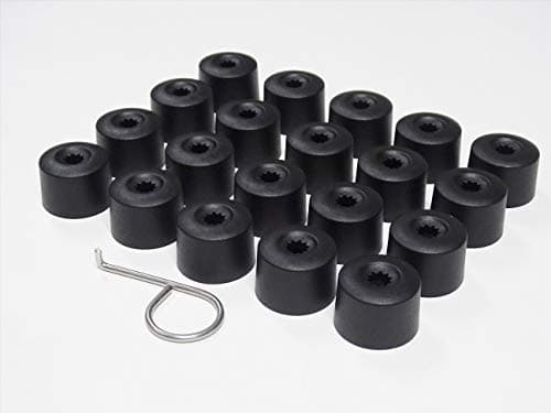 Image of Partsdealers Round Type Wheel Nut Covers for VW Arteon Beetle Caddy Golf Jetta Polo Passat Scirocco Skoda Tiguan T-Cross T-Roc ID3 ID4 (Matt Black 16+4)