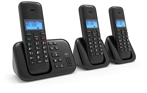 Image of BT 3960 Cordless Landline House Phone, Home Phone, Nuisance Call Blocker, Do Not Disturb button, Answer Machine, Trio Handset Pack