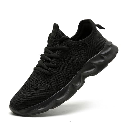 Image of VGPSFN Mens Trainers Running Shoes Walking Sport Outdoor Casual Tennis Gym Fitness Shoes for Men Breathable Mesh Comfortable Lightweight Sneakers Black UK 9