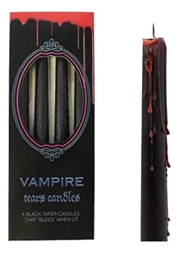 Image of something different Vampire Tears Black Candles - Set of 4 Bleeding Candles - Gothic Rituals Halloween