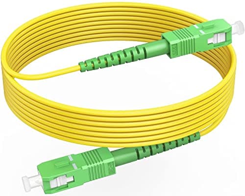 Image of RamboCables 6ft(2m) SC/APC to SC/APC Singlemode Fiber Optic Cable OS2 Simplex 9/125μm LSZH FTTH Yellow OD 2.0mm