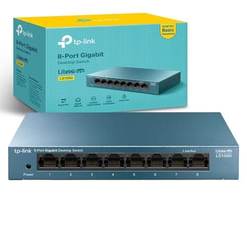 Image of TP-Link LS108G 8 Port Gigabit Network Switch, Metal Case, Ethernet Switch, Power Saving, Plug & Play, Ethernet Splitter, Desktop or Wall Mount, Hasslefree Silent Operation