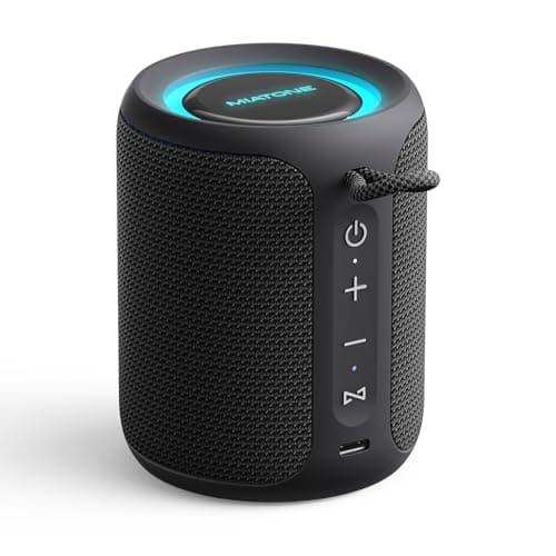 Image of MIATONE Rush Pro Bluetooth Speaker, IPX7 Waterproof, 20W Deep Bass, 360° Sound, LED Light, Bluetooth Speaker TWS Compatible, Built-in Microphone, Bluetooth 5.4, Bath, Festival gifts (Black)