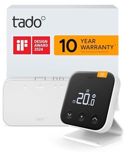 Image of tado Wireless Smart Thermostat X – Starter Kit with Bridge X and Stand, Boiler and Hot Water Control via App & Smart Speaker (Alexa, Siri, Google Assistant)
