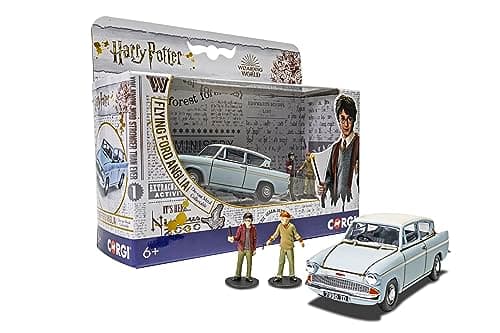 Image of Corgi Diecast Model Vehicles - CC99725 Enchanted Ford Anglia w/Harry and Ron figures - Men, Women & Kids Souvenir Gifts - Small Die Cast Toy Car Models for Boys, Gift for Harry Potter Enthusiasts