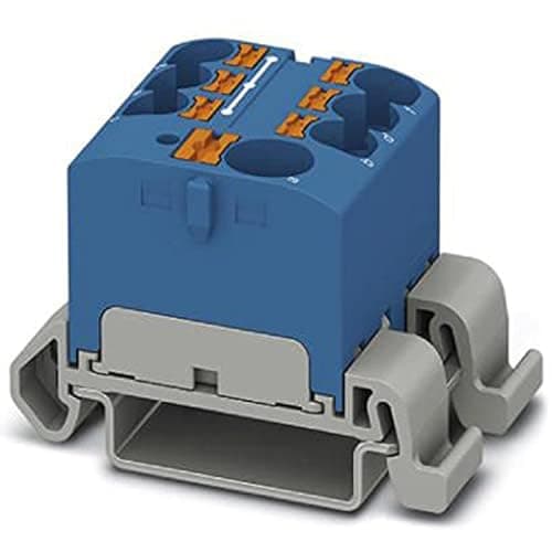 Image of Phoenix Contact CONTACT PTFIX 10/6X4-NS35A BU Distribution Block 57 A Number of Ports 7 Cross Section 0.5mm²-10mm² AWG 20-6 Width 27.9mm Blue (Pack of 1)