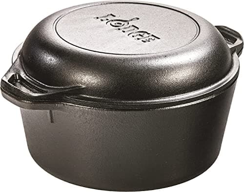 Image of Lodge 5 Quart Cast Iron Double Dutch Oven – Pre-Seasoned – Lid Converts to 10.25" Skillet – PFAS-Free – Made in USA – Dual Handles – Oven, Grill, Campfire & Stovetop Safe – Durable & Non-Toxic