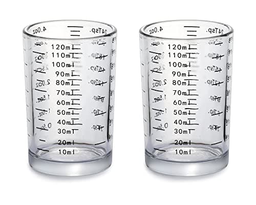 Image of Measuring Cups 2 Pieces Small Measuring Cup with 4 Kinds of Scale Shot Glass Measuring Cup for Small Amount Liquid - 120 Millilitre
