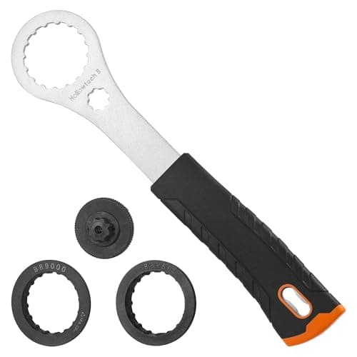 Image of TranRantic Bicycle Bottom Bracket Tool, Bicycle Centre Lock Tool Compatible with Shimano Hollowtech II, BB9000, BBR60(with 2 Adaptors and 1 Crank Cover Tool)