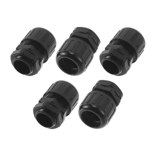 Image of A ABSOPRO 21mm / PG13.5 Cable Glands 18.5mm / 0.73" Bellows Waterproof Tensile Joint Straight-Through PA6 Nylon Black 5 Pcs