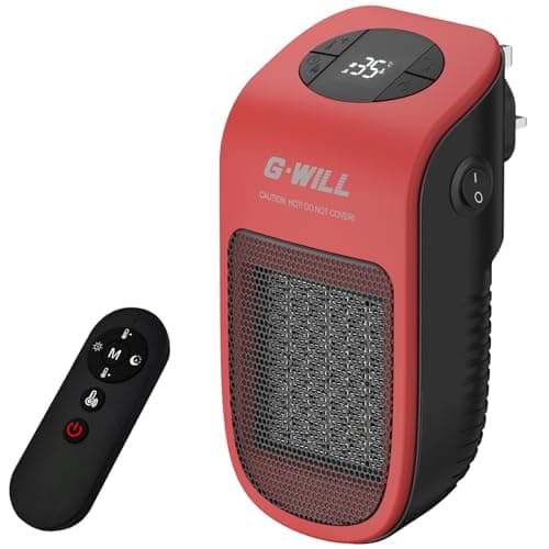Image of G-WILL Smart Plug in Heater 600W [Gen 2] (Red) - 4p/hr Running Cost, Wake-up Timer, Cuts 75% Energy, Ceramic Mini Portable Electric Space Fan Heater, Auto Thermostat, 4-Layer Safety System