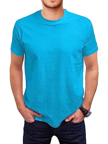 Image of Love My Fashions Men's Round Neck Short Sleeves Plain T-Shirt Azure Blue