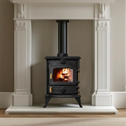 Image of NRG Defra 5KW Cast Iron Multi Fuel Stove, High Efficiency Wood Burning Fireplace Heater - Free Standing Indoor Stove for Living Room & Bedroom
