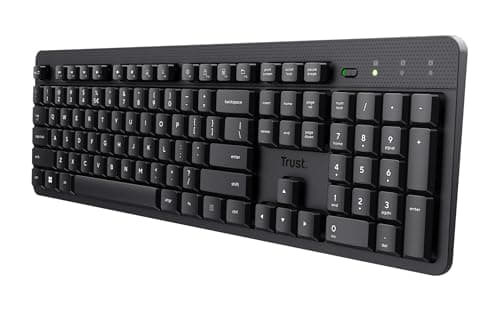 Image of Trust ODY II Silent Wireless German QWERTZ Keyboard, Flat Keys, Splash Resistant, 2.4GHz RF USB Receiver, Wireless Keyboard for PC, Laptop, Mac - Black