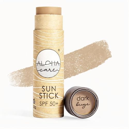 Image of Aloha Plastic-Free Surf Sunblock · Mineral Tinted Sunscreen Stick for Face SPF 50+ · Water-resistant & Reef Safe · 20g (Dark Beige)