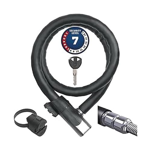 Image of ABUS armoured cable lock Steel-O-Flex Centuro 860 - with QuickSnap RBU holder - cable lock made of steel cable with armour made of steel sleeves - security level 7