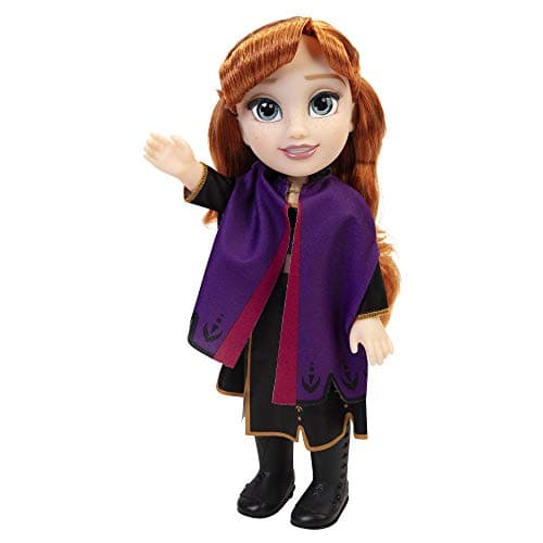 Image of Disney Frozen 2 Anna Adventure Doll by JAKKS Pacific, 14" / 35cm Tall with Violet Travel Cape, Detailed Boots & Gorgeous Hairstyle - Perfect for Girls Ages 3+
