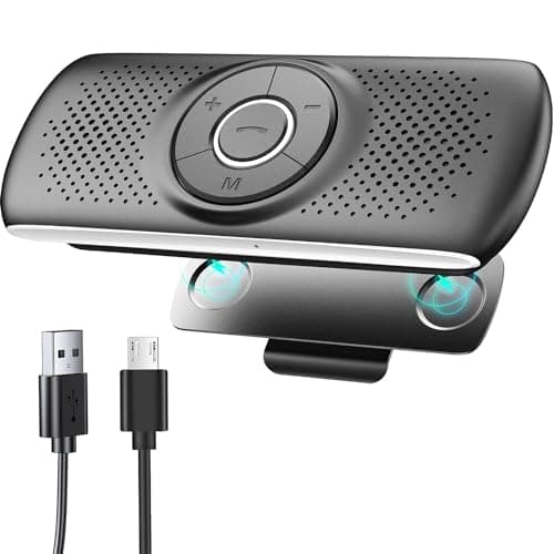 Image of LETRADE Car Bluetooth 5.0 Handsfree Kit with Clip, TF Card Slot, Built-in Microphone, Support Siri & Google Assistant, for Music, GPS, Phone