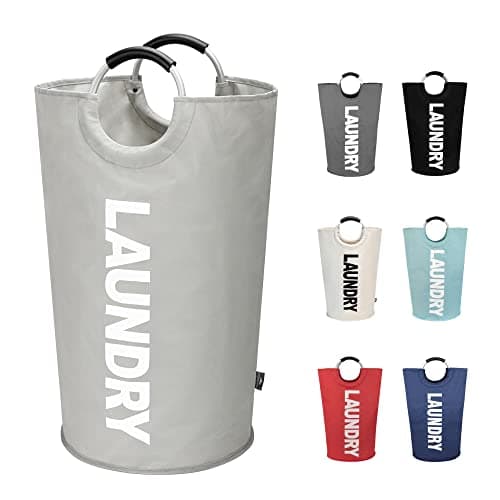 Image of DOKEHOM 90L Large Laundry Basket, Collapsible Laundry Bag, Freestanding Tall Clothes Hamper, Foldable Washing Bin (Grey)