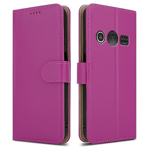 Image of PIXFAB For Doro 1380 Leather Phone Case, Magnetic Closure Full Protection Book Folio Design, Wallet Case Cover [Card Slots] and [Kickstand] For Doro 1380 - Pink