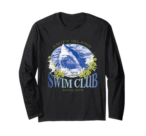 Image of Amity Island Jaws Swim Club 1975 Shark Long Sleeve T-Shirt