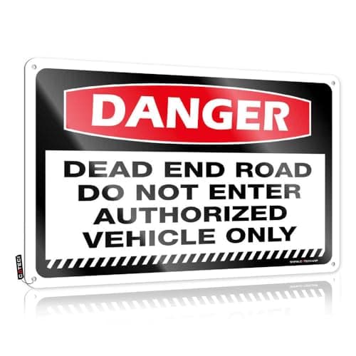Image of Metal Tin Sign Retro Danger Dead End Road Do Not Enter Authorized Vehicle Tin Sign Tin Signs For Bar Gaming Metal Tin Decor(20X30CM)