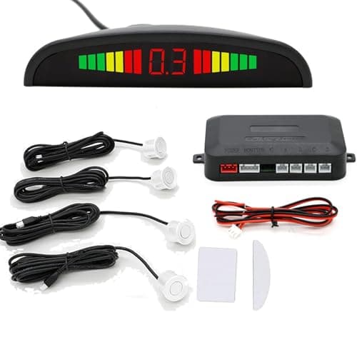 Image of Anhoer Car Parking Sensors Kit, 4-Sensor Rear Reversing Radar with LCD Colour Display & Buzzer Alarm, Dual CPU Ultrasonic Detector 30-250cm Range, Universal Fit for Cars Vans MPVs, Silver