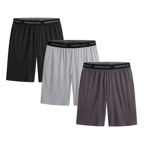Image of The Essentials Wardrobe 3PK Mens Lounge Shorts - Jacquard WB - Black/Grey - Large