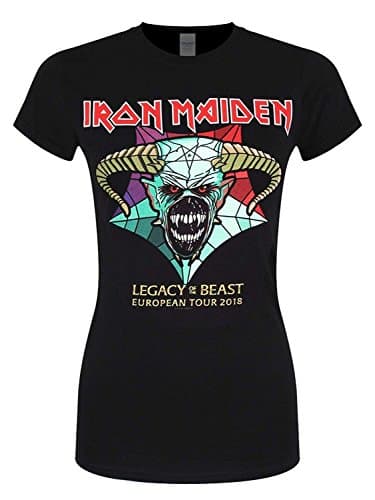 Image of Iron Maiden Women's Legacy of the Beast Tour Regular Fit Crew Neck Short Sleeve T - Shirt, Black (Black Black), 12 (Manufacturer Size: Large)