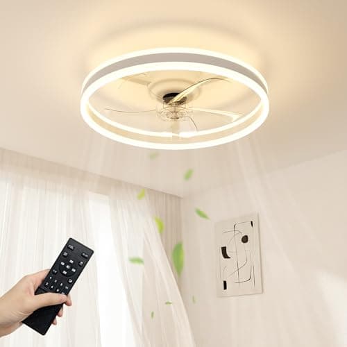Image of NIORSUN Ceiling Fans with Lights and Remote, 6 Speeds, 3 Color Temperatures, Dimmable Quiet Ceiling Fan Light, Smart Modern LED Fan Lights Ceiling for Bedroom Living Room Dining Room (50cm, White)