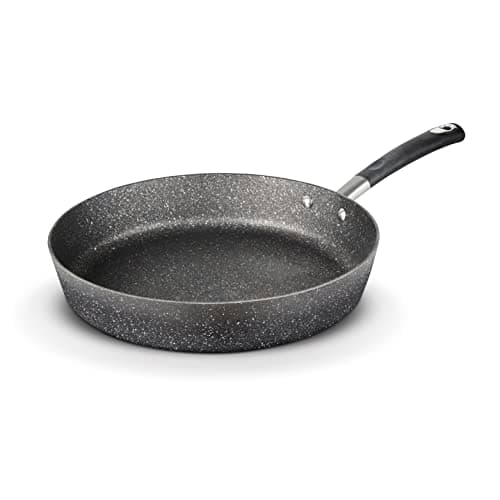 Image of Tower Precision 32cm Stone Coated Frying Pan with Black Diamond PTFE Non-Stick Coating, Soft Grip Handle, Black