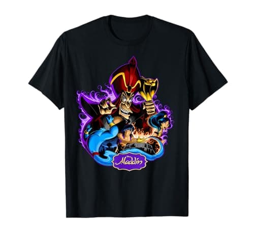 Image of Disney Aladdin Jafar Genie Jasmine Art Graphic T-Shirt T-Shirt