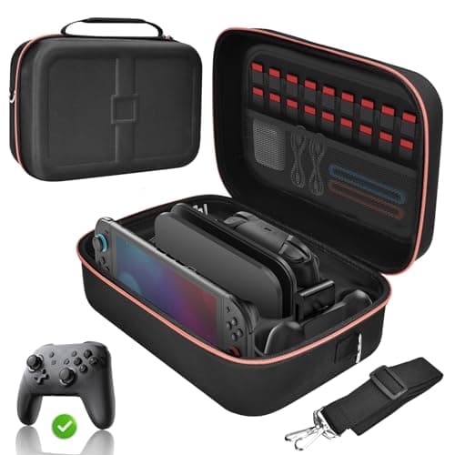 Image of Gorixer Switch Case for Nintendo Switch 2 /1 /OLED, Portable Travel Carry Case All-in-One Deluxe Storage Bag with 18 Game Card Slots for Console & Accessories - Black