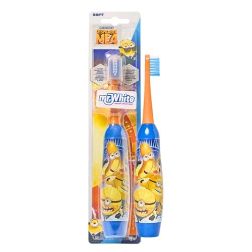 Image of Minions Kids Battery Powered Electric Toothbrush with Soft Bristles, Enhanced Vibration, Protection Cap & Battery Included for Children Aged 4-14 Years Old, BPA-Free & Non-Toxic Toothbrush