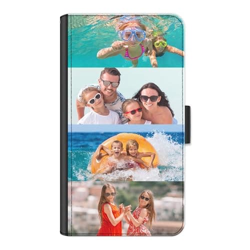 Image of Personalised Phone Case For Huawei P Phones, P8, P9, P10, P20, P30, P40, Lite, Pro, Plus, P smart, Custom Photo Collage, Image on Leather Side Flip Wallet Phone Case, Phone Cover - Four Images