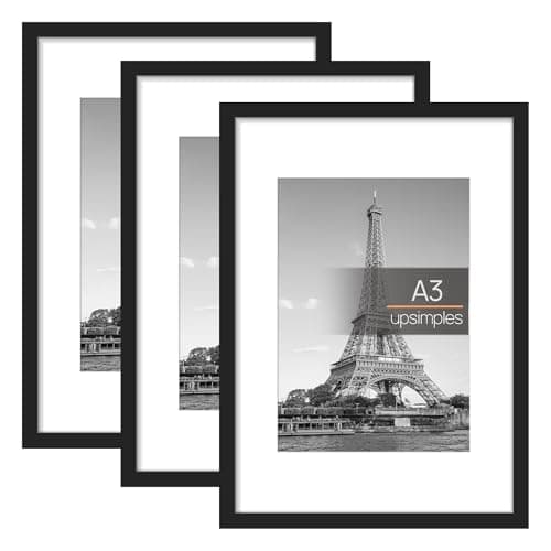 Image of upsimples A3 Picture Frame, 3 Pack Black Photo Frame, Wall Hanging Picture 29.7 x 42cm