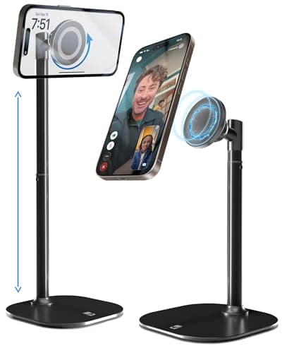 Image of COOPER MagStand - iPhone Stand for Desk & Video Recording, Compatible with MagSafe, Stand for iPhone 17 Pro Max Plus, 16/15/14/13/12 (Night Black)