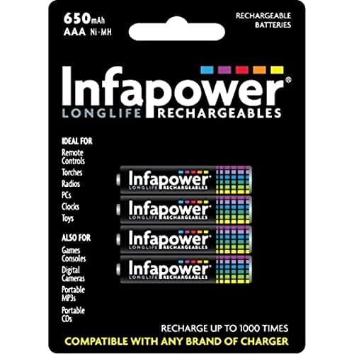 Image of Infapower B001 - INFAPOWER AAA 650mAh Ni-Mh Rechargeable Batteries, 4 Pack (B001)