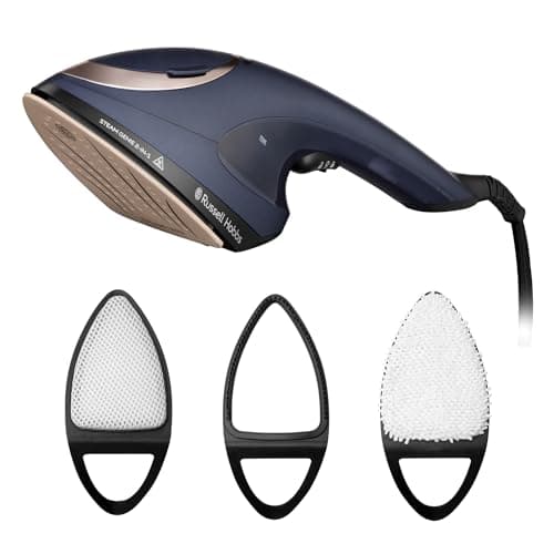 Image of Russell Hobbs Steam Genie 2in1 Handheld Clothes Steamer with Ironing Option, Ready to Use in 1m, Power Indicator, 150ml Removable Tank, 3 Attachments, 10m Steam Time, 1400-1700W, 28370