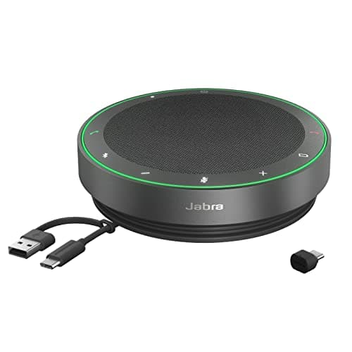 Image of Jabra Speak2 75 Wireless Bluetooth Speakerphone with USB-C Bluetooth Adapter, 4 Noise-cancelling Mics and Full-range 65mm Speaker - Certified for Zoom and Google Meet - Dark Grey