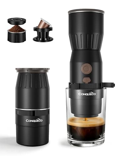 Image of Mini Portable Coffee Maker: 160ml Travel Espresso Machine - Electric Coffee Brewer for Camping - Rechargeable Battery - 2 in 1 for Ground Coffee and NS Capsule Hiking Hotal (Not Self-heating) (BLACK)