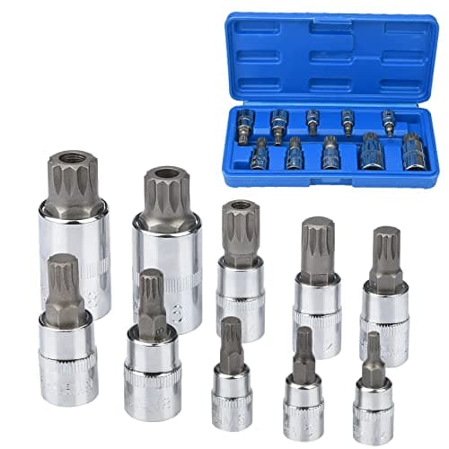 Image of Nutmanel 10pcs Spline Socket Set XZN Triple Square Bit Socket Set Torx Wrench Set M4 / M5 / M6 / M8 / M9 / M10 / M12 / M14 / M16 / M18 for Home Maintenance DIY