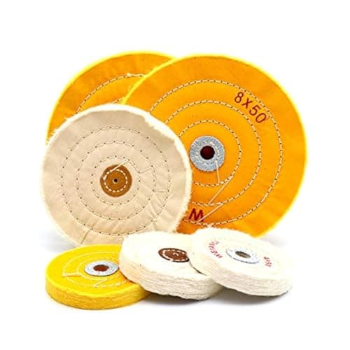 Image of White 6" 150mm Large Hole Spiral Stitched Cleaning Buffing Polishing Wheel Cotton for Bench Grinder for Metal Aluminum,Stainless Steel,Chrome,Jewelry,Wood,Plastic,Ceramic,Glass,etc