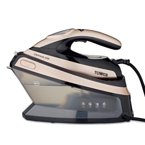 Image of Tower Steam Generator Iron 2400W, High Pressure Steam for Faster Ironing, 135g/min Continuous Steam, 1.5L Tank for Longer Use, Fast Heat-Up, Ceramic Soleplate, Gold & Black (T22024GLD)