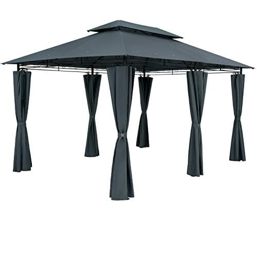 Image of CASARIA Garden Gazebo 3x4m | Stable Sturdy Robust Water-Repellent | Metal Frame | Including Side Walls | Pavilion Topas Marquee Canopy Party Tent Outdoor | Anthracite Grey