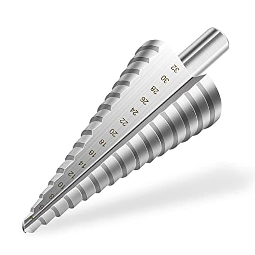 Image of flintronic Step Drill Bit, 4mm to 32mm HSS Titanium Coated Double Slot Cone Cutting Drill for Plastic Wood Metal