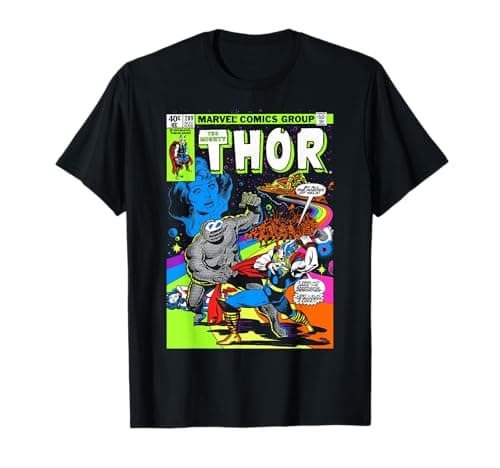 Image of Marvel Thor Retro Comic Neon Poster Graphic T-Shirt